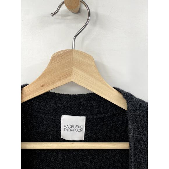 Madeline Thompson L Wool & Cashmere Dark gray Ribbed Duster Cardigan - Picture 2 of 4